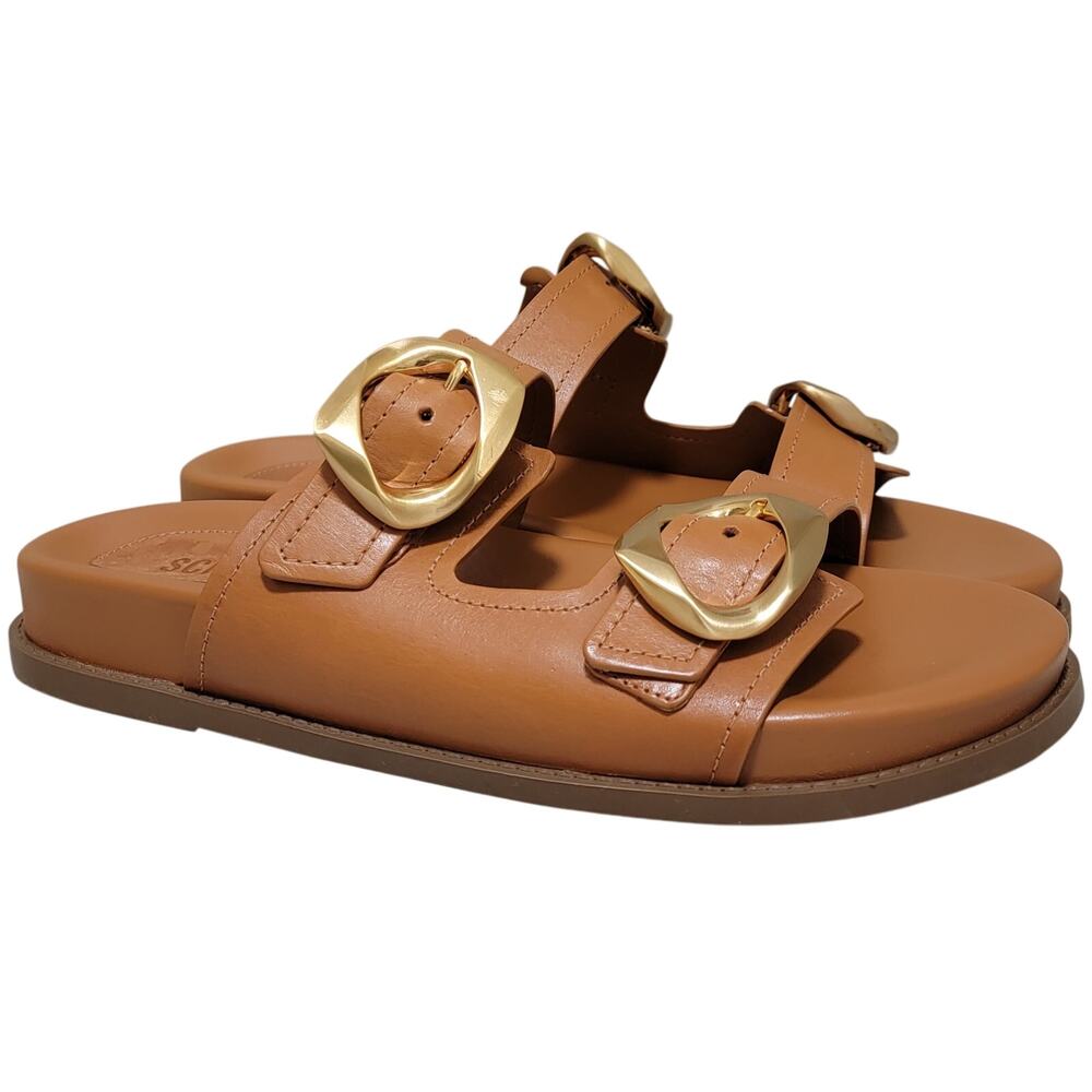Schutz Women Olga Sporty Double Strap Footbed Slide Sandals Size US 11B Brown